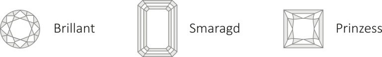 Bild Brillant, Smaragd, Prinzess Schliff Bild Brillant, Smaragd, Prinzess Schliff